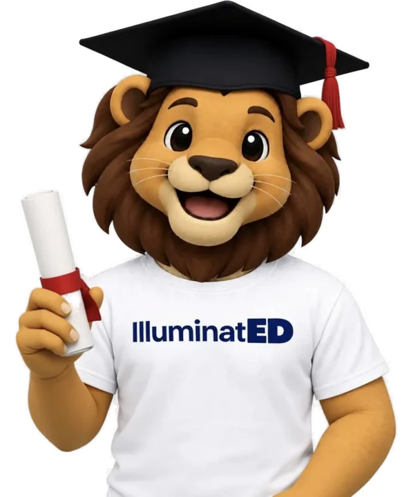 Tiggy the lion in a graduation cap